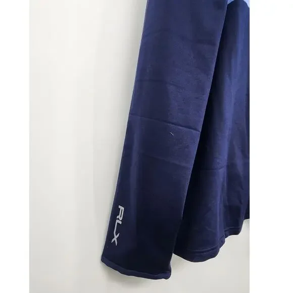 New NWT RLX Ralph Lauren Navy Light Blue Golf 1/4 Zip Micro Fleece Lined XL